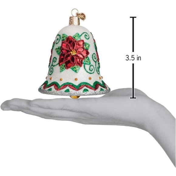 Old World Christmas Ornaments Poinsettia Bell Glass Blown - Picture 3 of 4